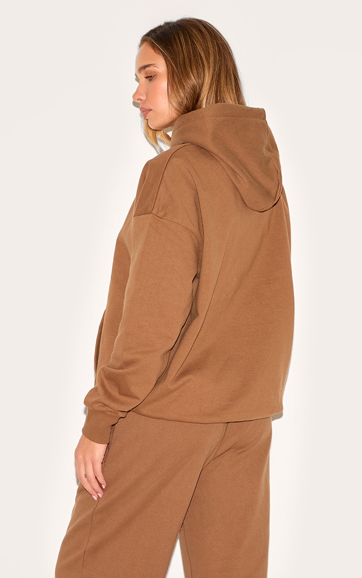 PRETTYLITTLETHING Taupe Premium Embossed Oversized Hoodie image 2