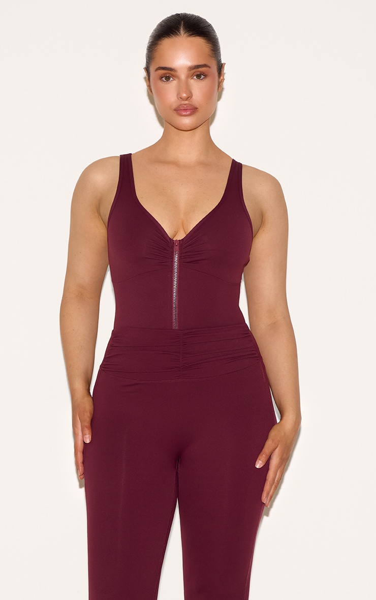 Shape Wine Active Ruched Zip Front Bodysuit image 1