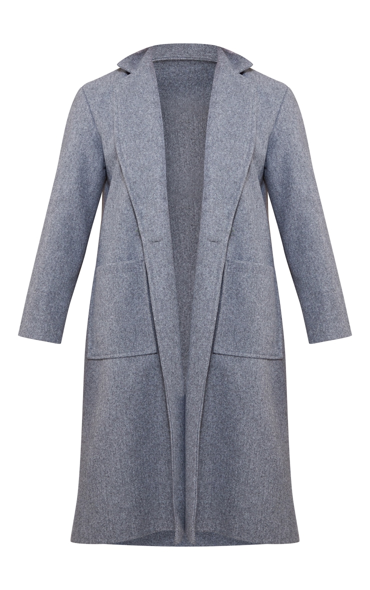 Grey Marl Patch Pocket Wool Look Coat image 5