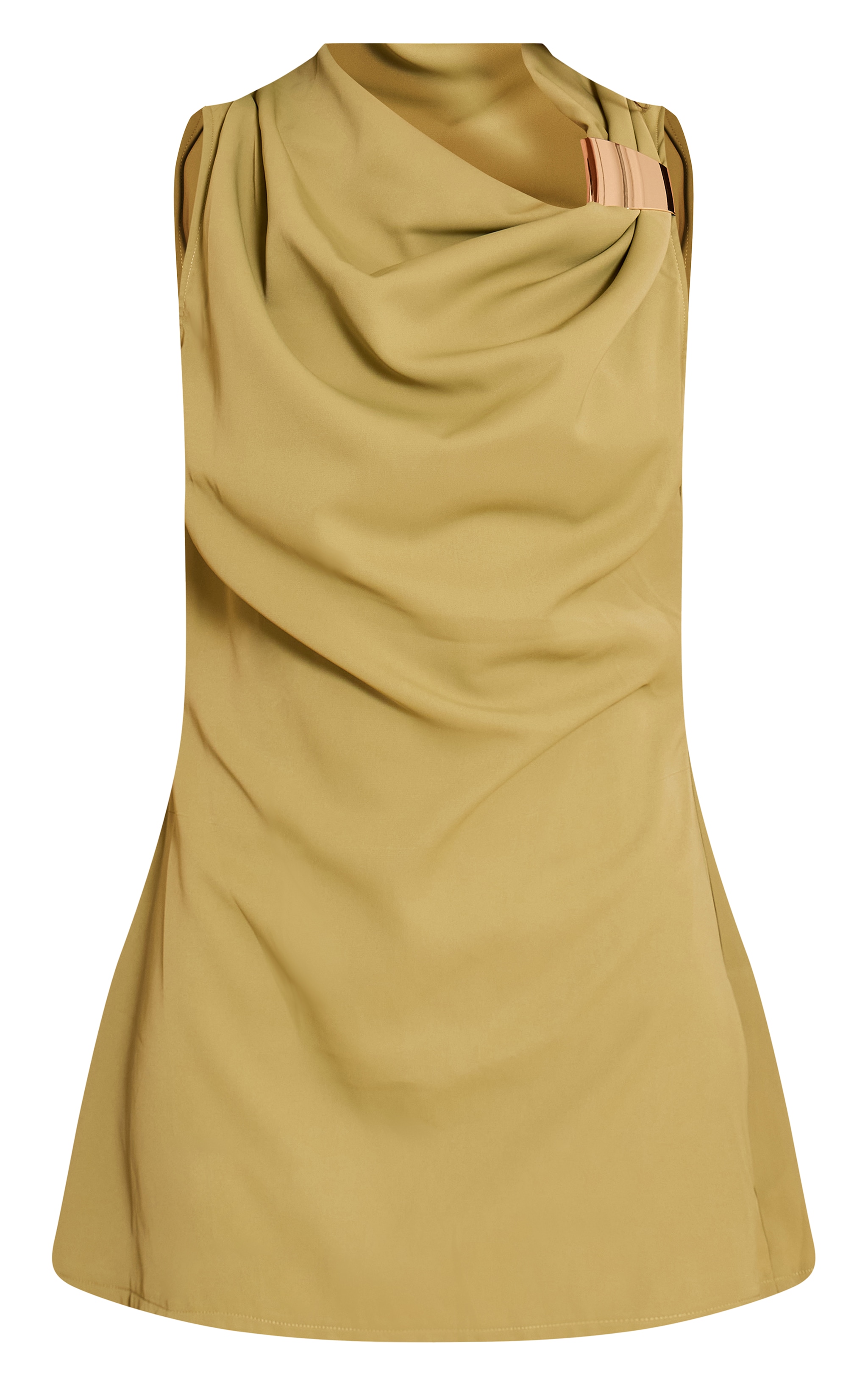 Dark Olive Trim Shift Mini Dress image 5