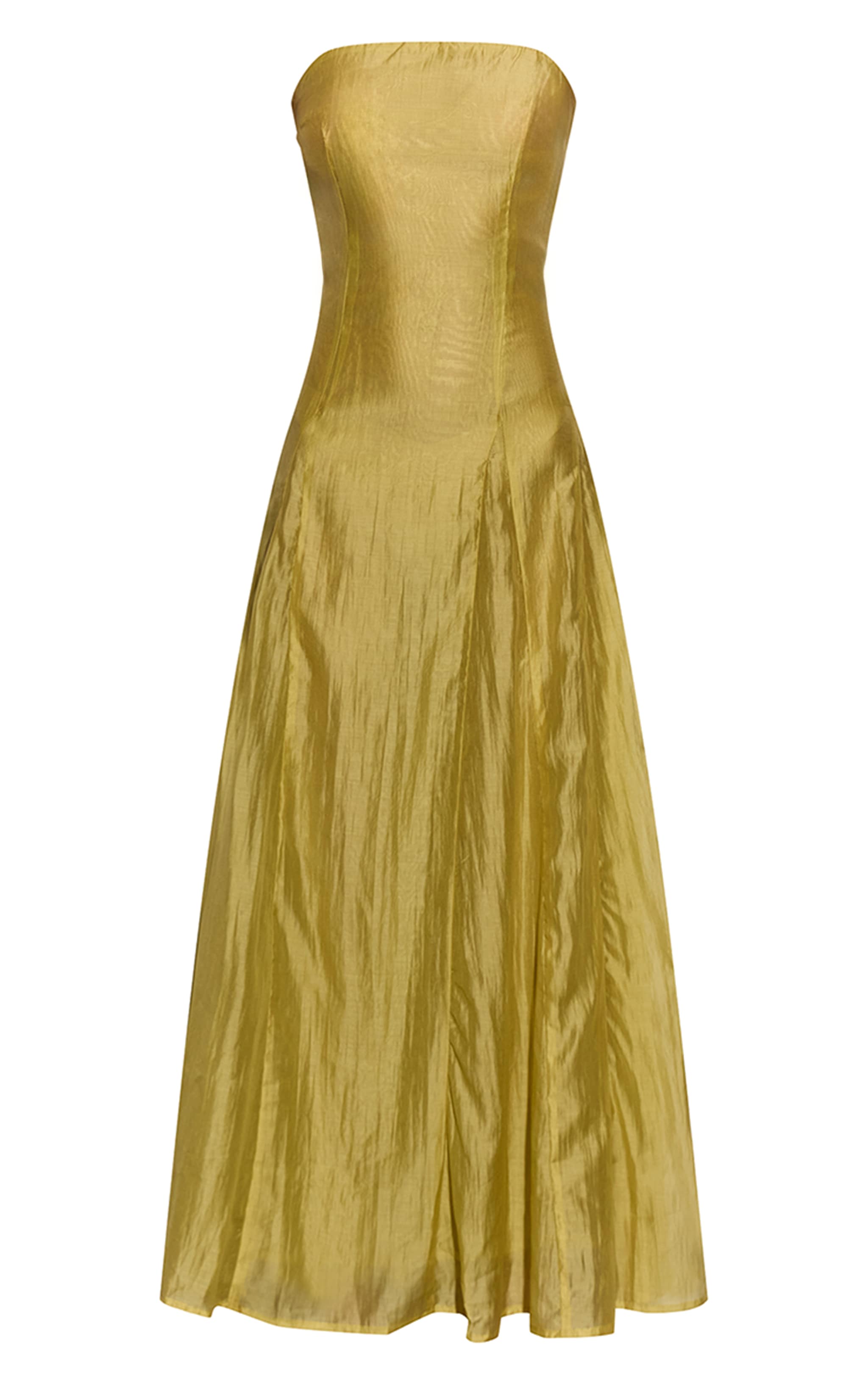  Pale Chartreuse Organza Bandeau Godet Midaxi Dress image 5