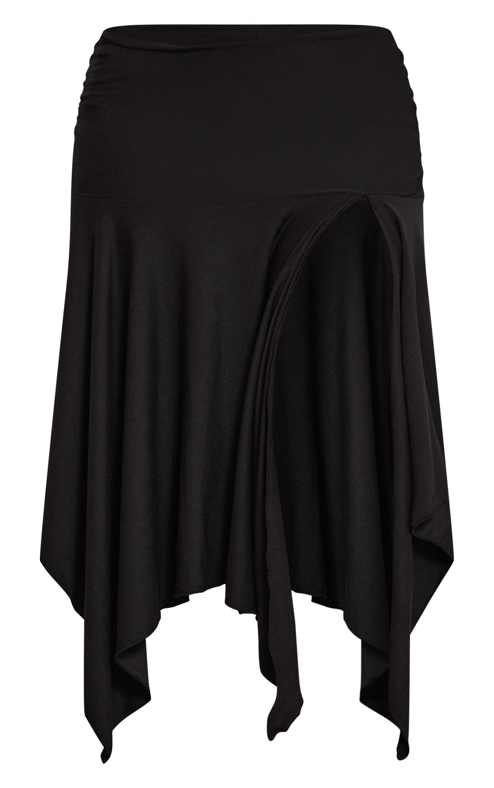 Petite Black Soft Touch Ruched Asymmetric Midi Skirt image 5