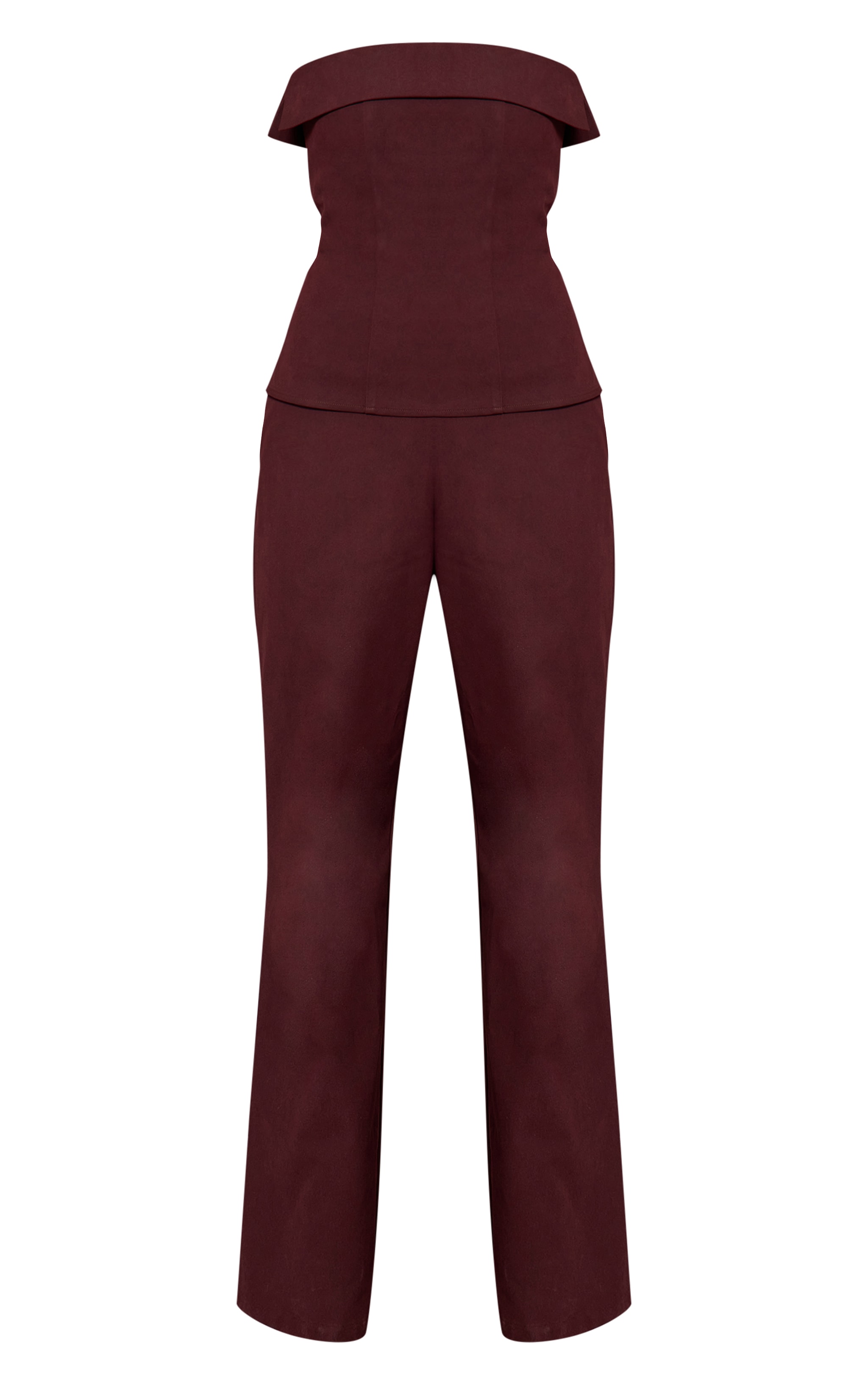Plum Faux Suede Bandeau Foldover Jumpsuit image 5
