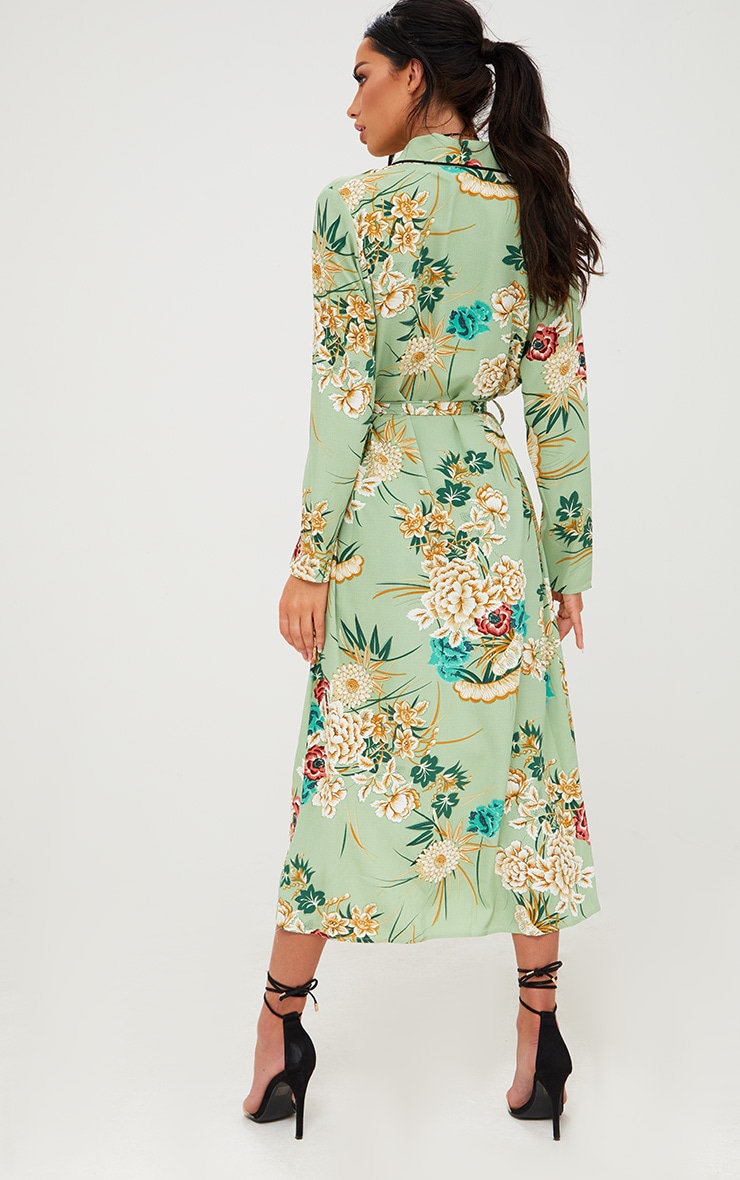 Sage Green Floral Maxi Kimono. Coats & Jackets PrettyLittleThing