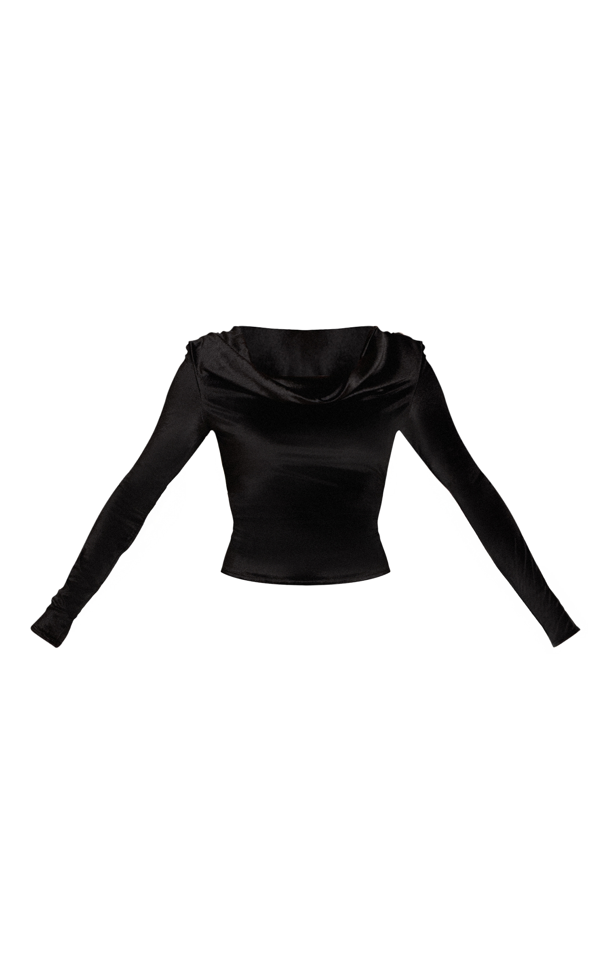 Black Velvet Cowl Neck Long Sleeve Top image 5
