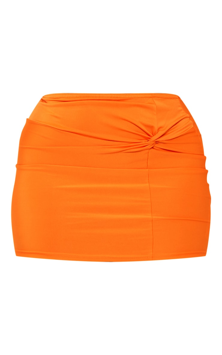 Shape Burnt Orange Slinky Knot Detail Mini Skirt image 6