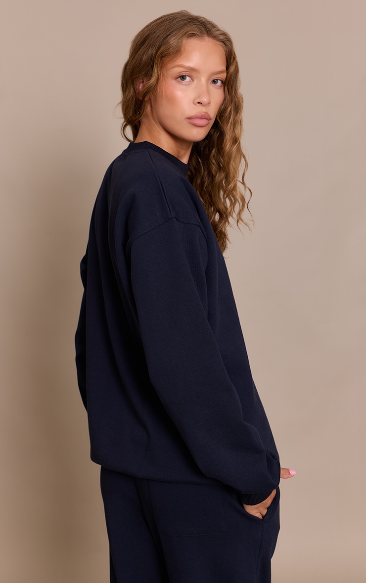 Navy 440 GSM Heavyweight Cotton Loopback Sweatshirt image 2