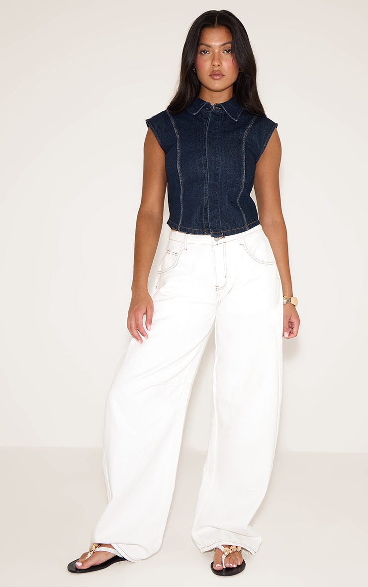 Indigo Sleeveless Cinched Denim Waistcoat image 3