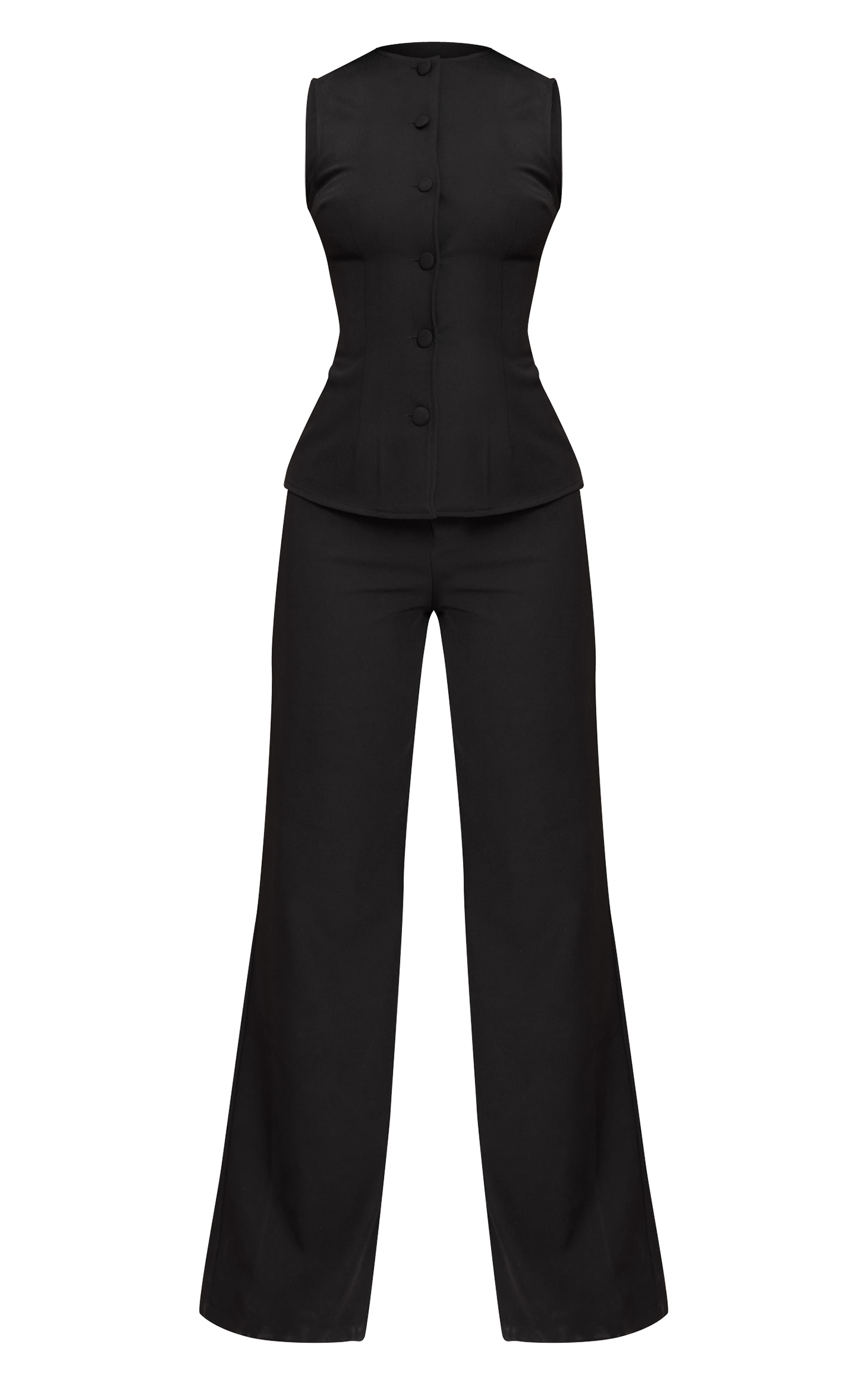 Black High Neck Vest Straight Leg Jumpsuit image 5