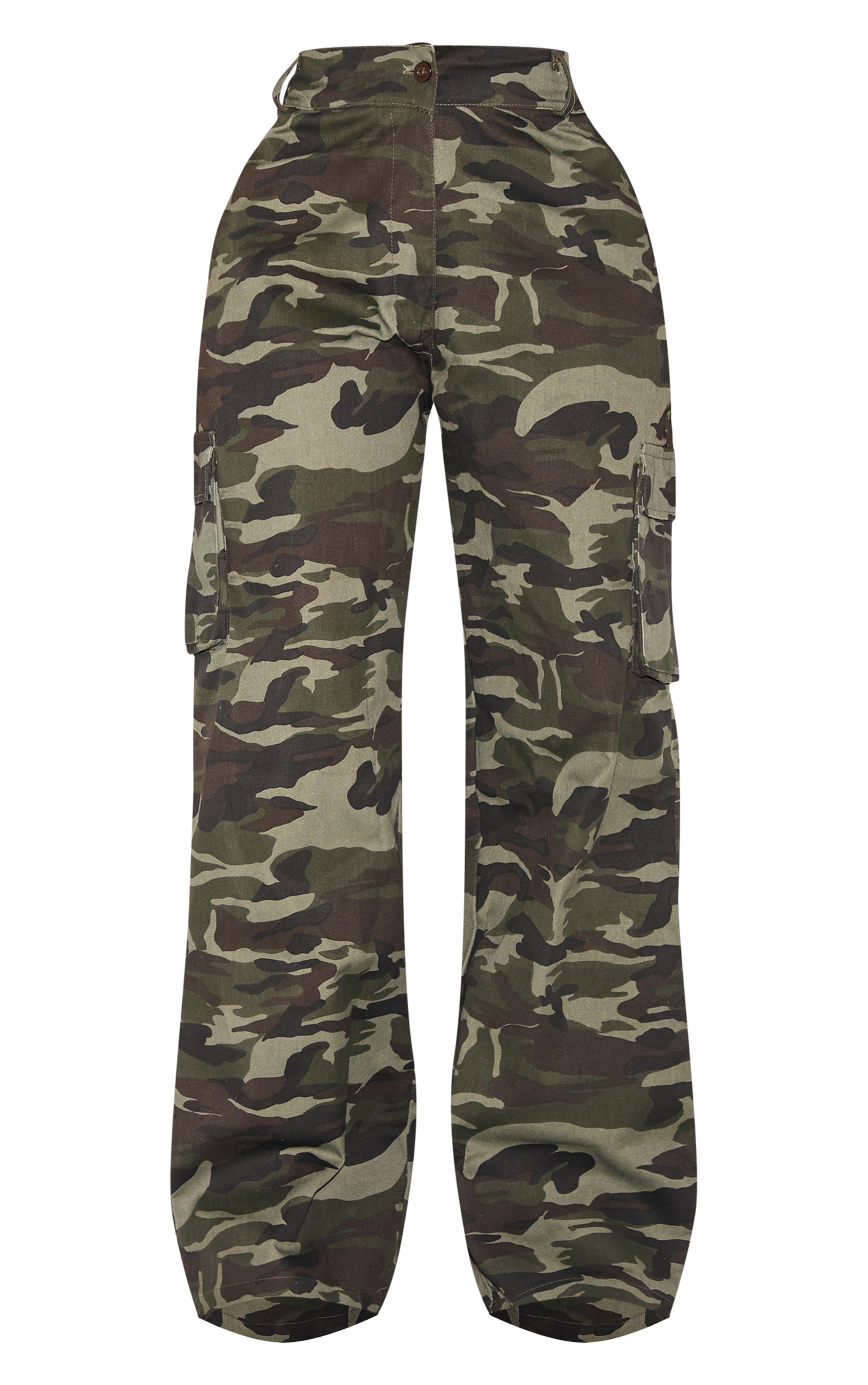 Shape Khaki Camo Print Pocket Detail Wide Leg Cargo Pants image 5