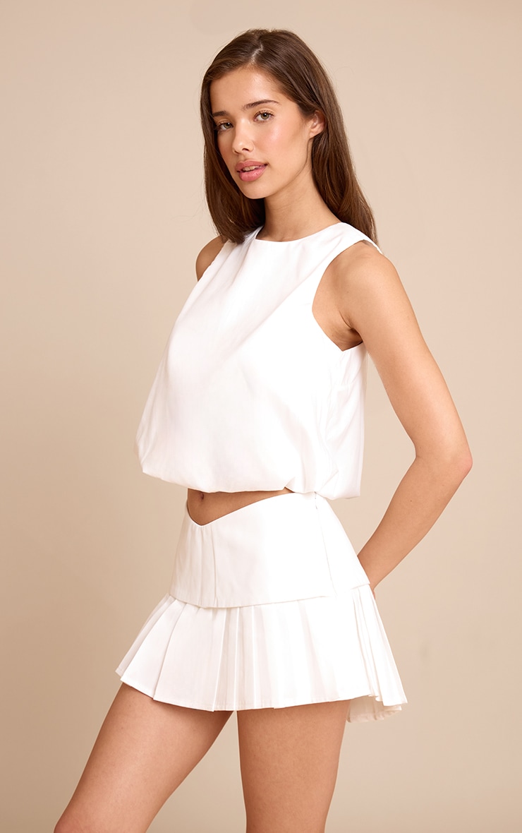 Jupe-short de tailleur blanche plissée image 1