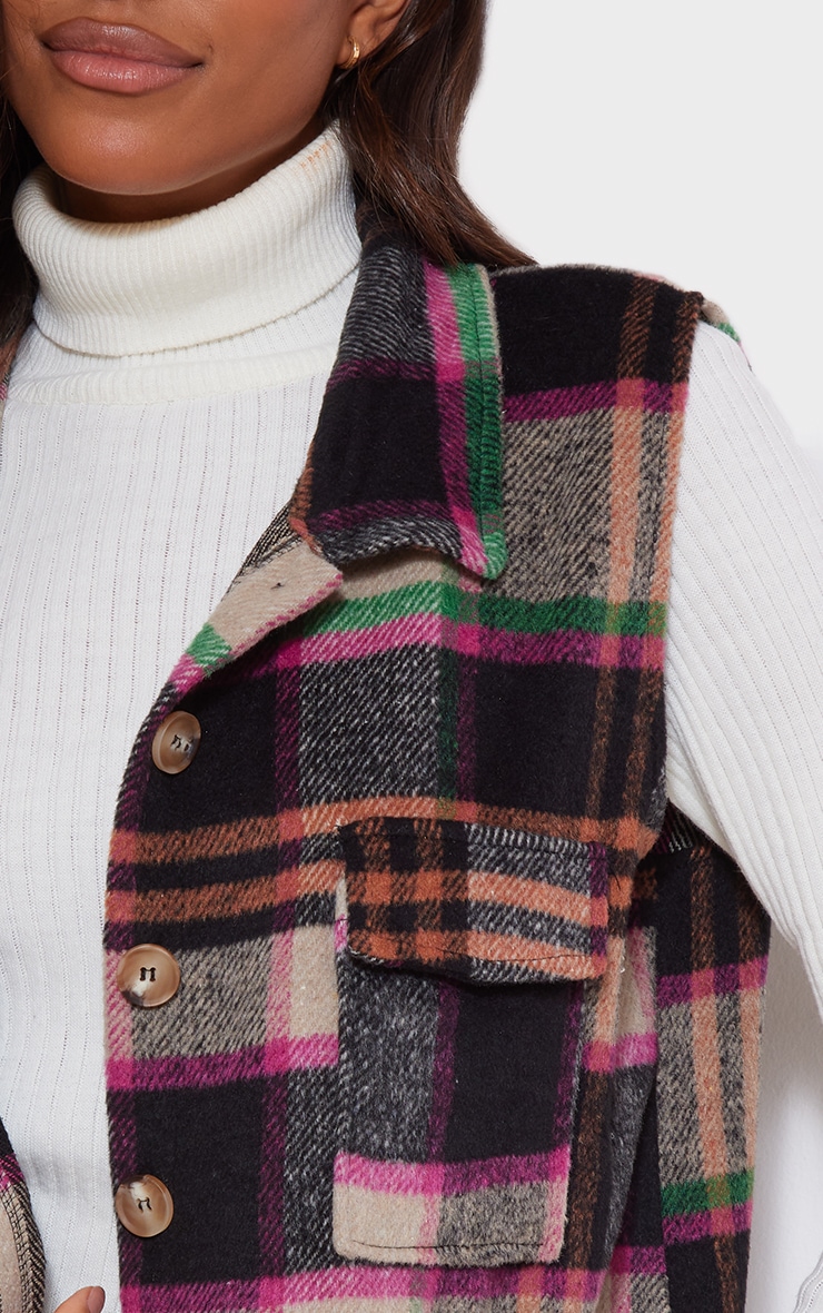 Multi Wool Look Checked Gilet Shacket image 4