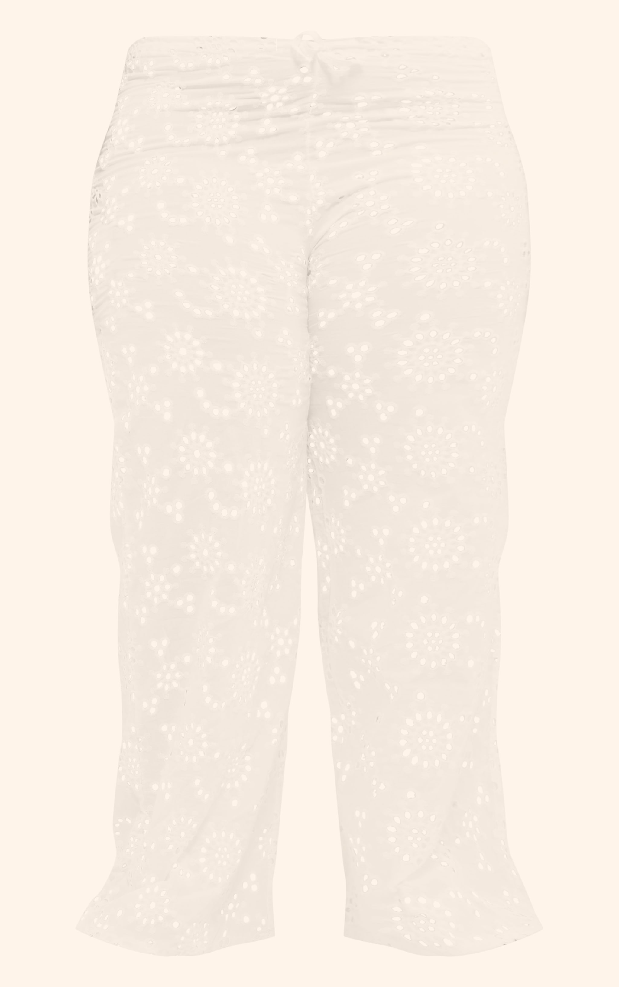 Plus White Flower Detail Wide Leg Pants | Plus Size