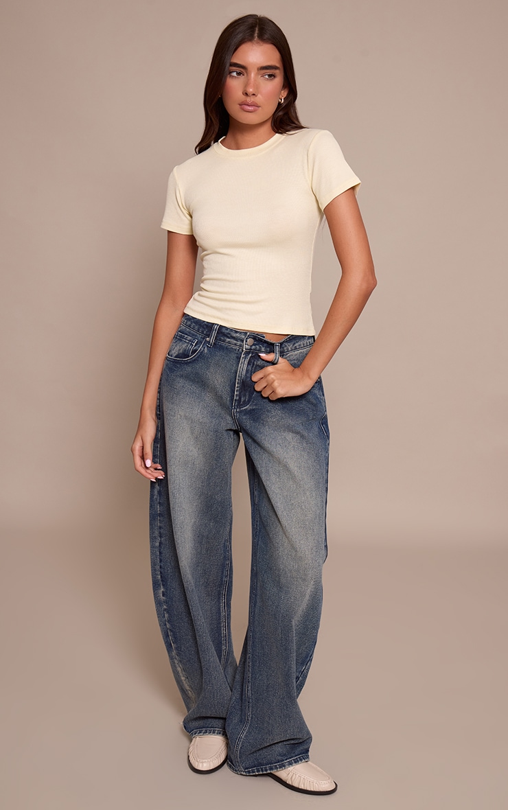 Almond Soft Rib Crew Neck Short Sleeve Top image 3