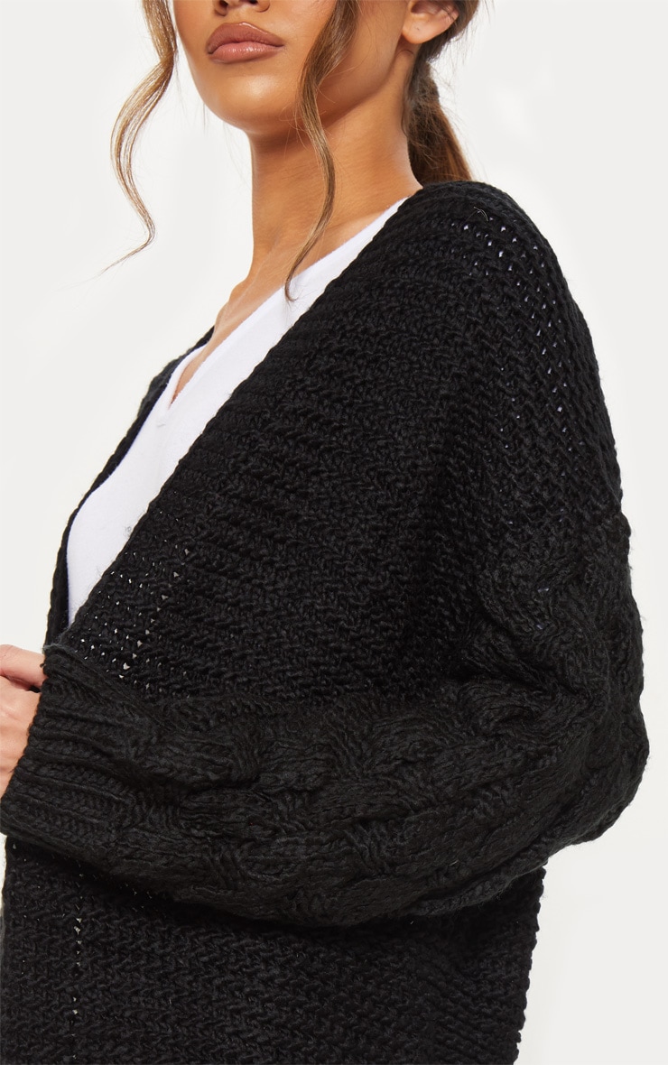 Black Contrast Knit Cardigan image 4