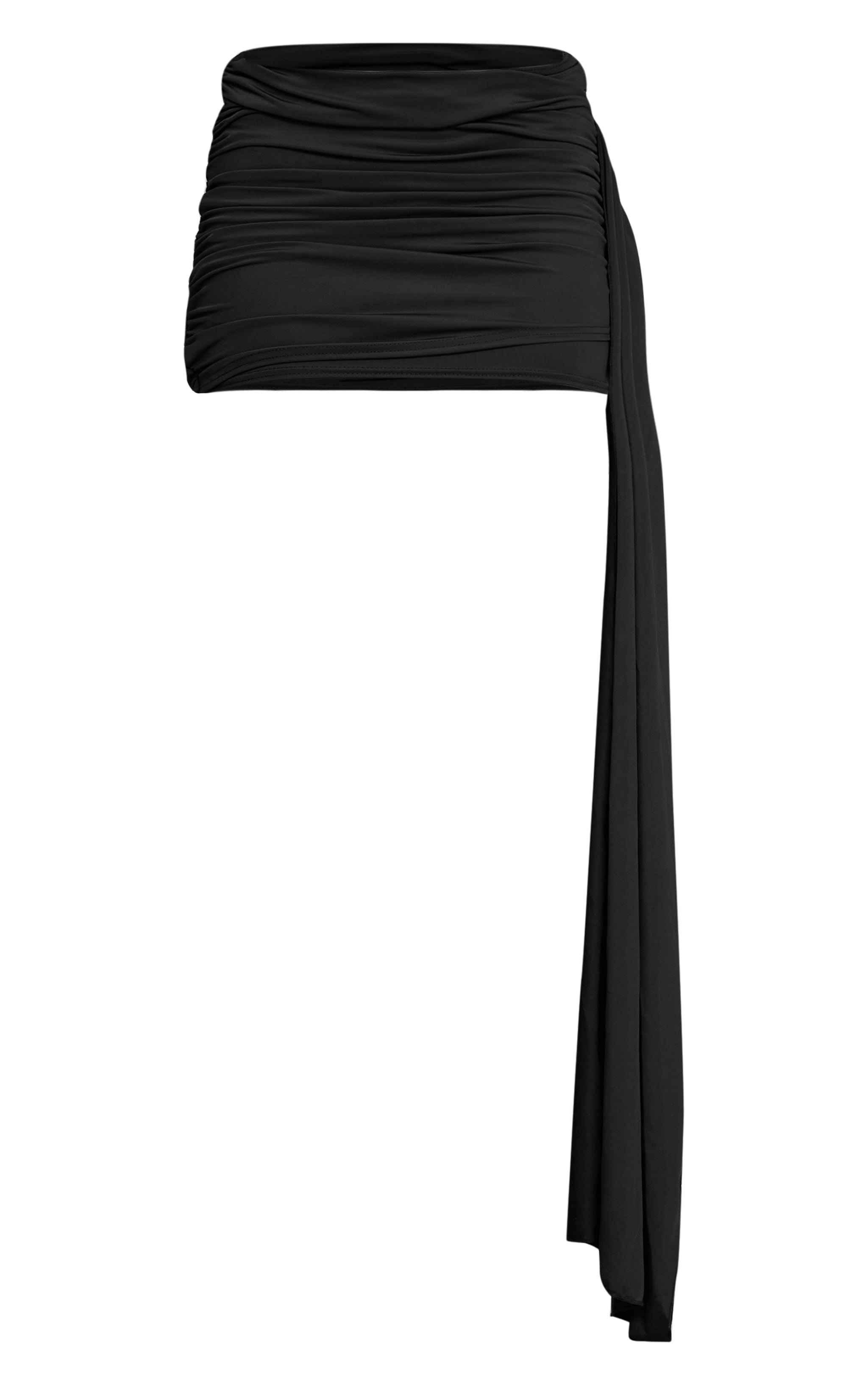 Black Matte Sculpt Drape Detail Mini Skirt image 5