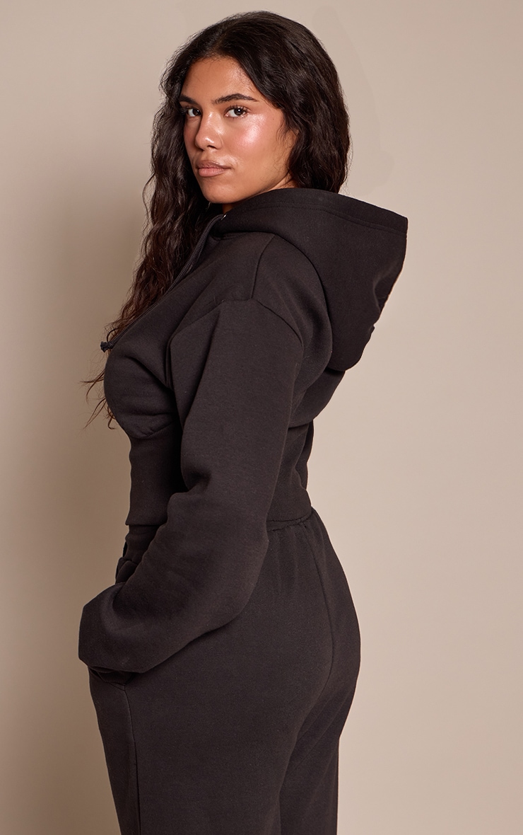 Shape Black Sweat Crop Shirred Waist Hoodie image 2