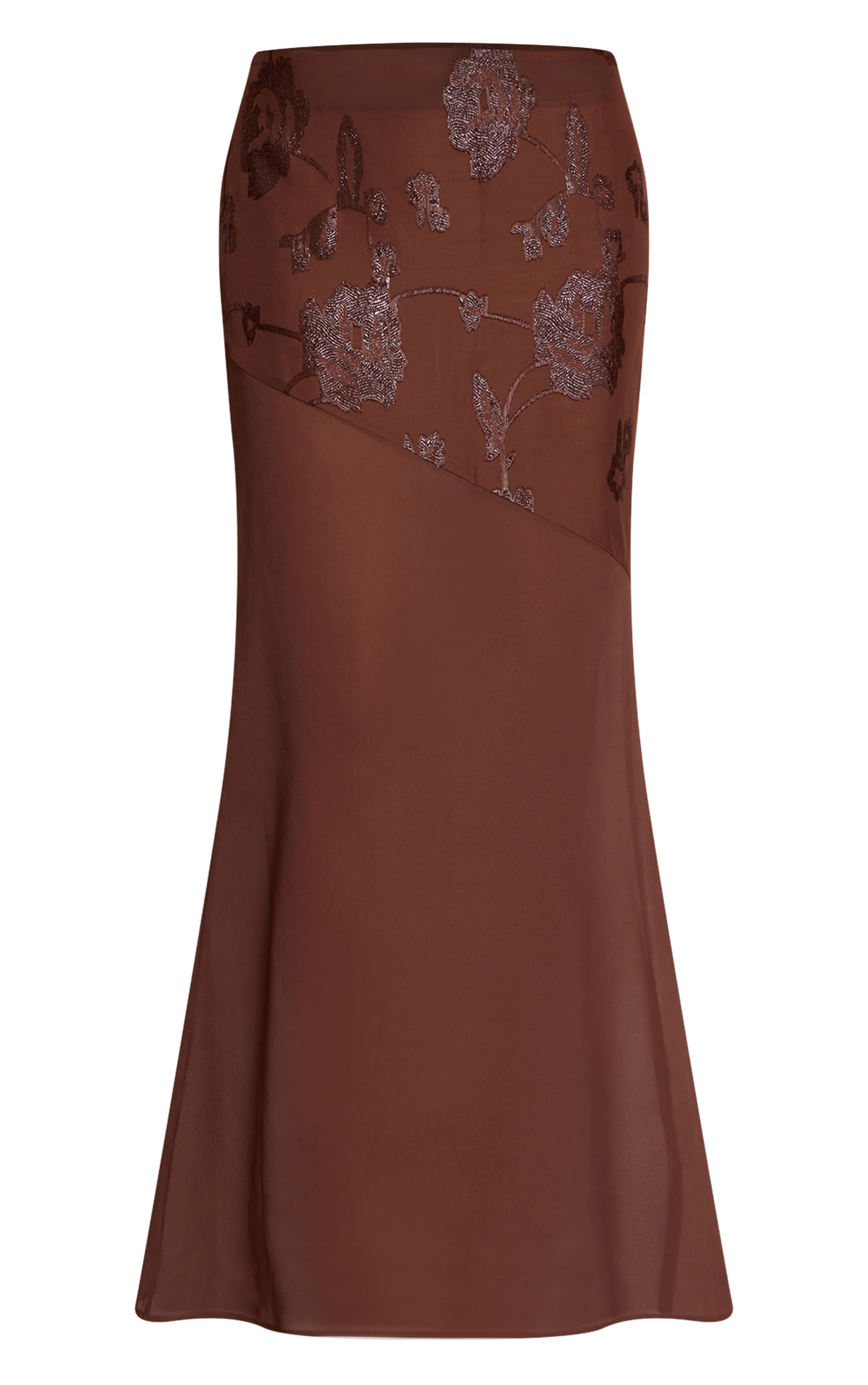 Chocolate Floral Glitter Chiffon Low Rise Maxi image 5