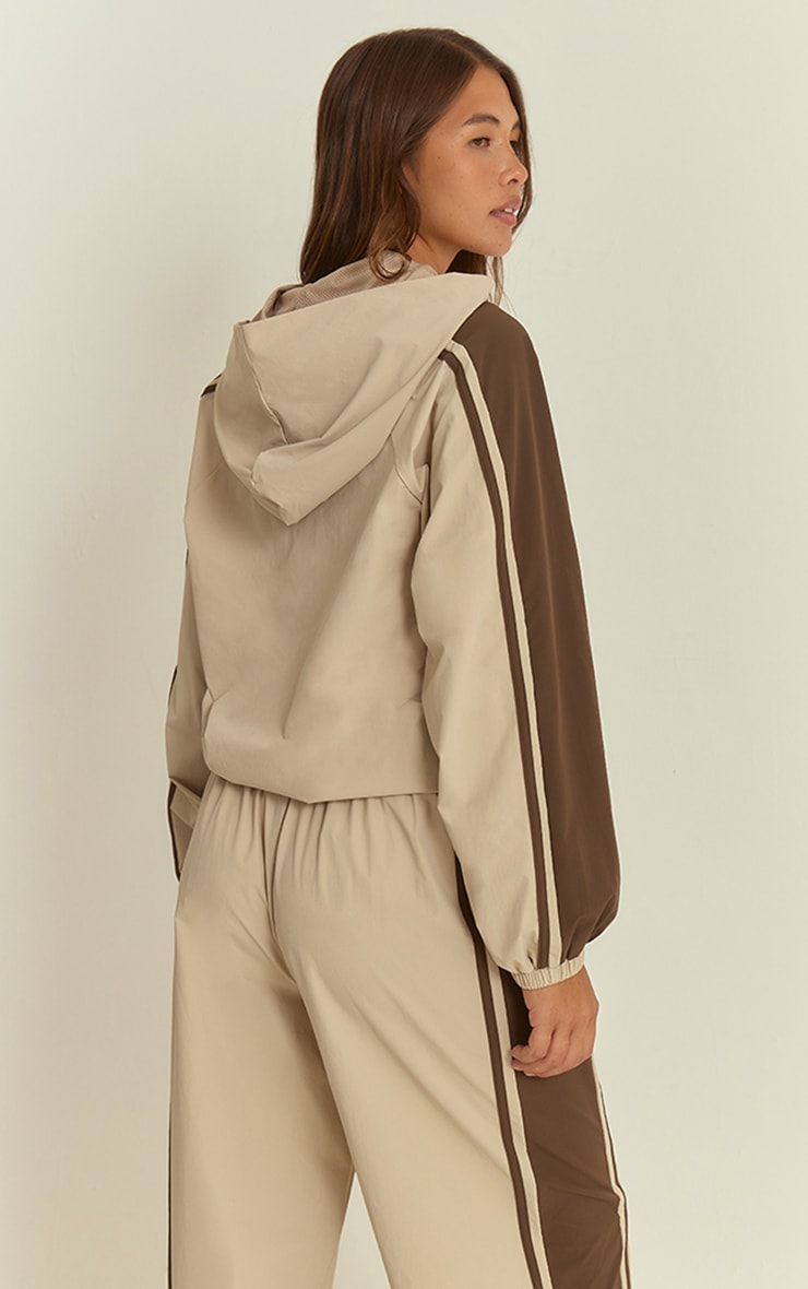 Stone Shell Contrast Stripe Hooded Track Jacket image 2