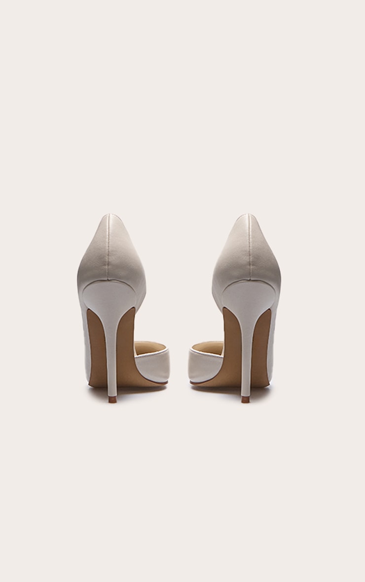Cream Pu Point Toe Curve Cut Out High Heel Courts image 3