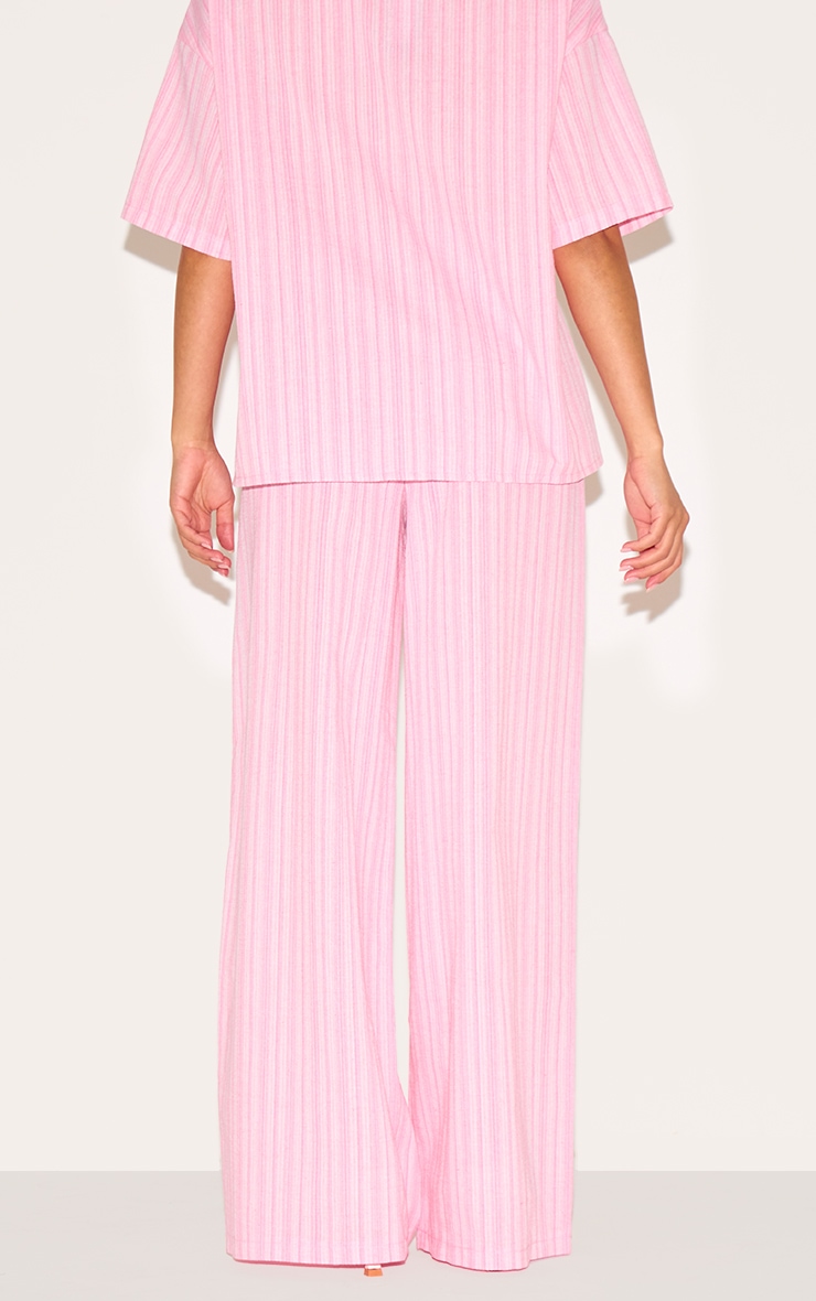 Pantalon Évasé large à Fines Rayures Roses, Taille Petite image 3