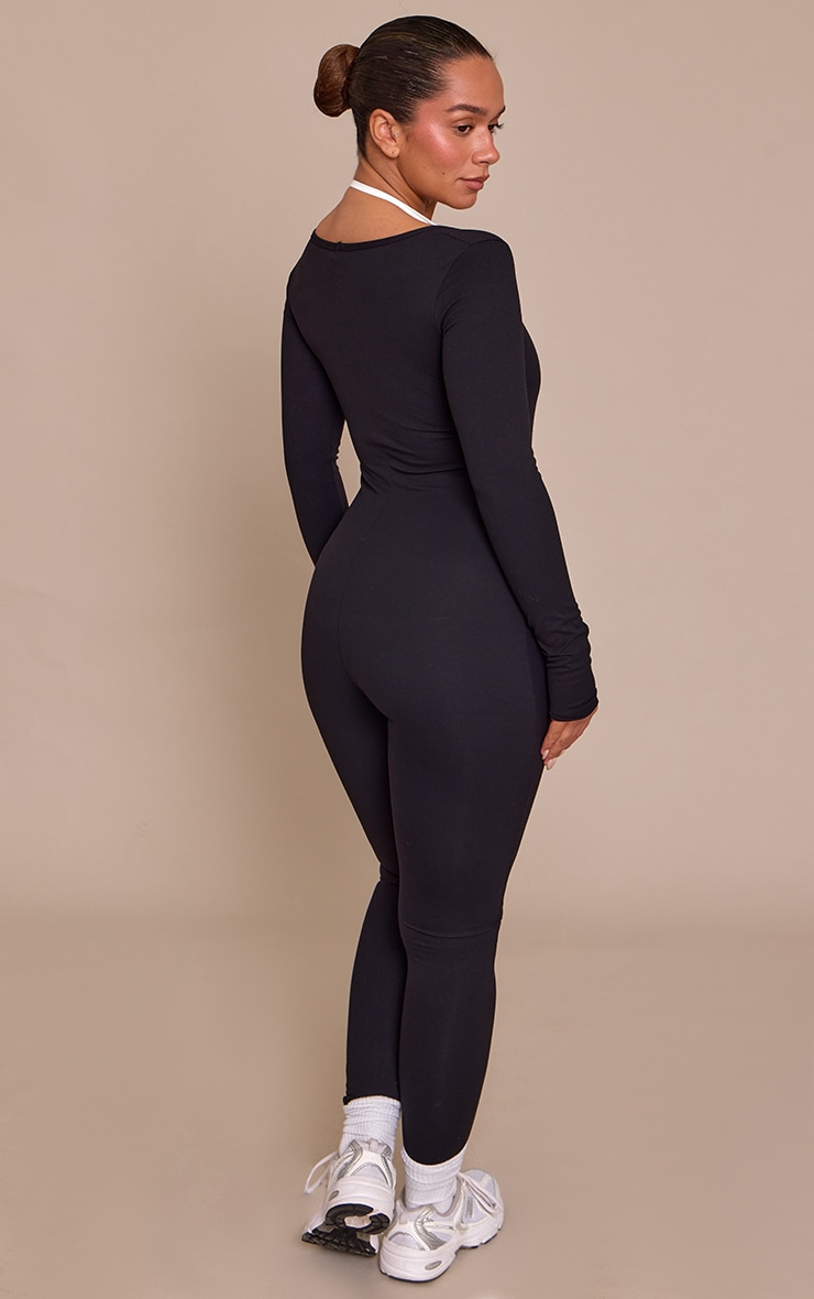 Shape Black Contrast Active Sculpt Long Sleeve Jumpsuit image 2
