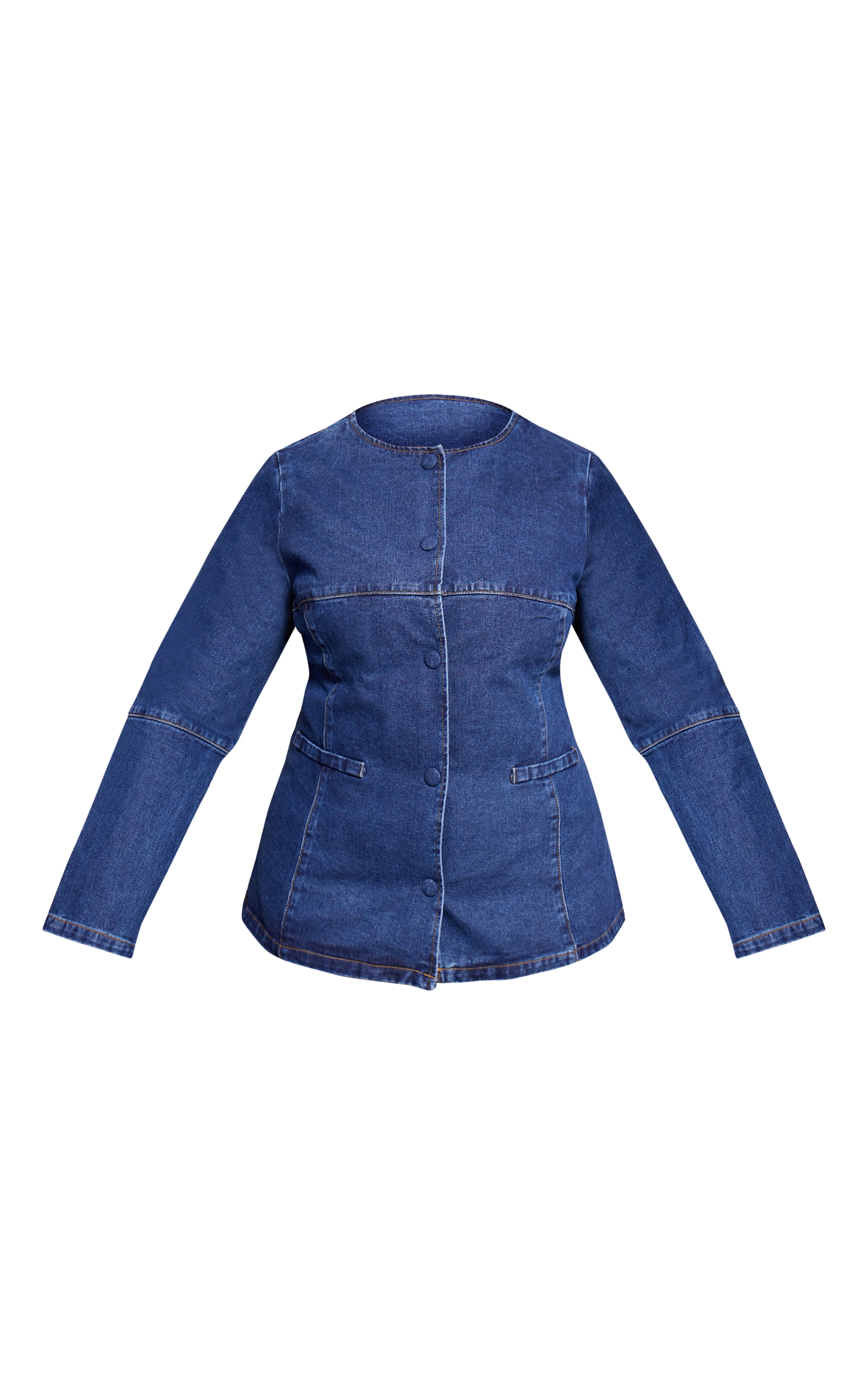 Plus Chemise en jean bleu moyen délavé à col rond image 5