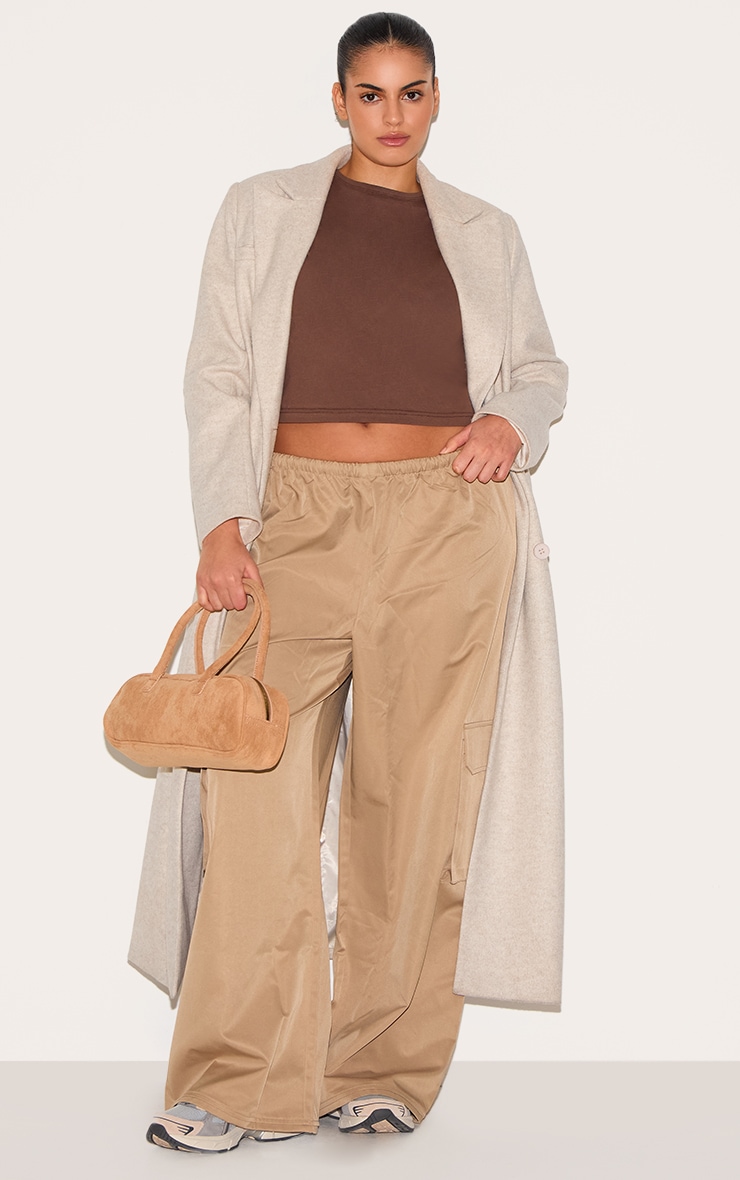 Plus Pantalon droit stye cargo gris pierre à cordons ajustables et poches image 2