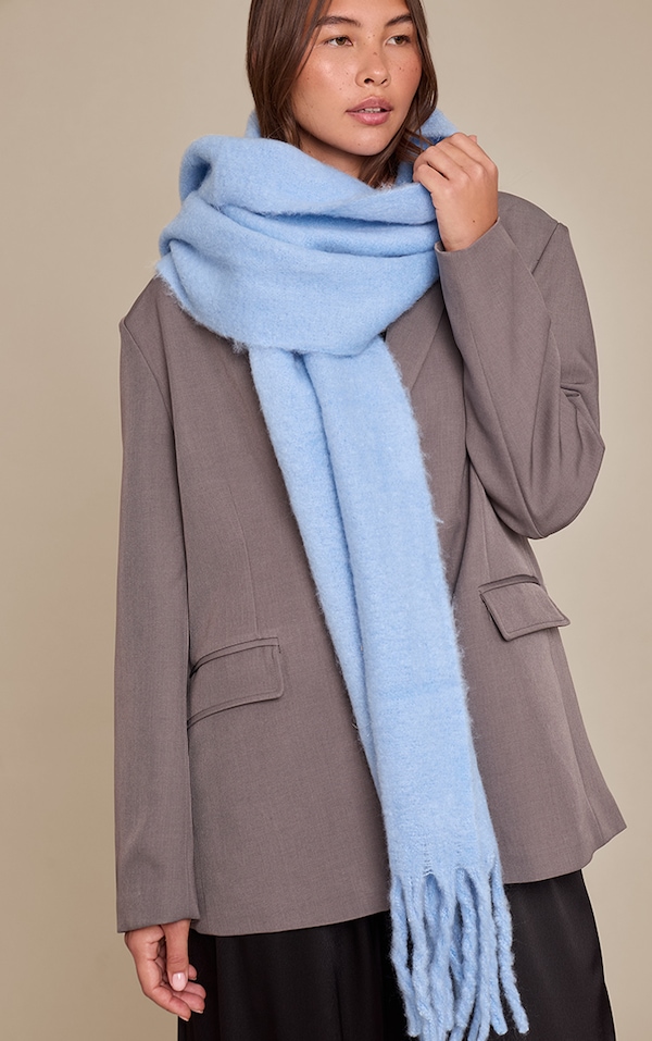 Baby Blue Blanket Tassel Scarf