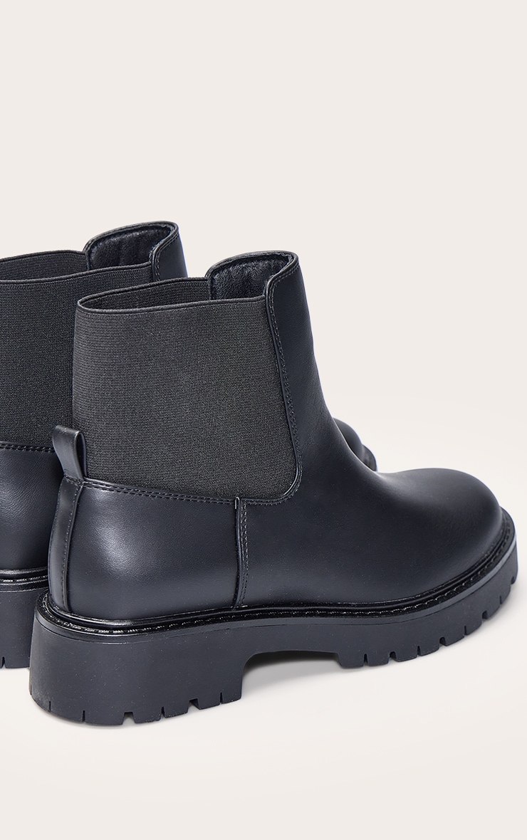 Wide Fit Black Elasticated Heel Chunky Ankle Boot image 5
