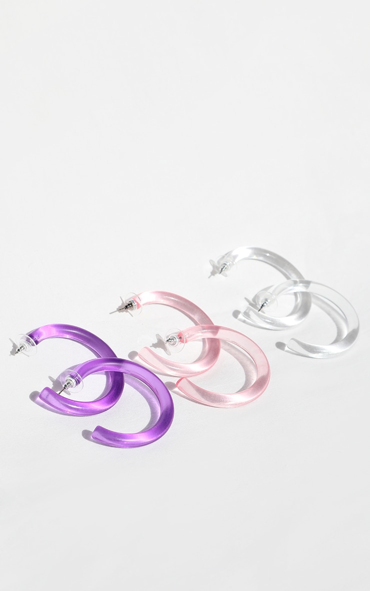 Multi Colour Three Pack Hoop Earrings