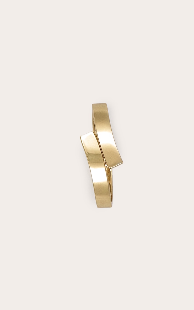 Gold Smooth Skinny Overlap Clasp Cuff image 2