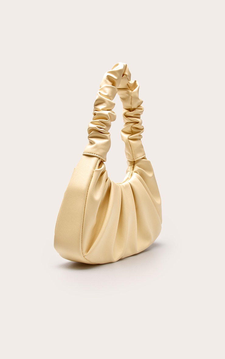 Butter Yellow Soft PU Ruched Handle Shoulder Bag image 3