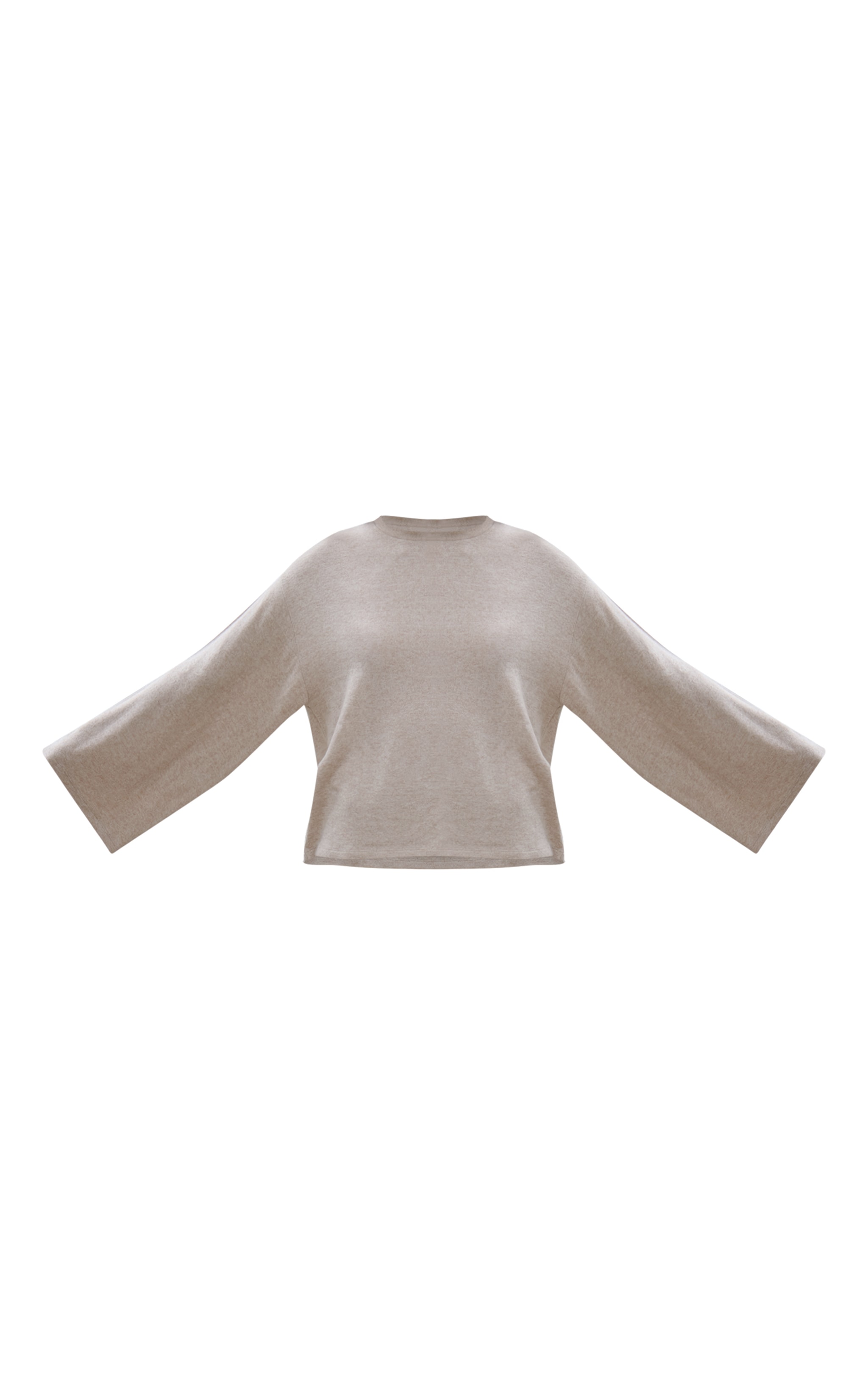 Haut ample à manches longues en maille tricot douce chinée sable image 5