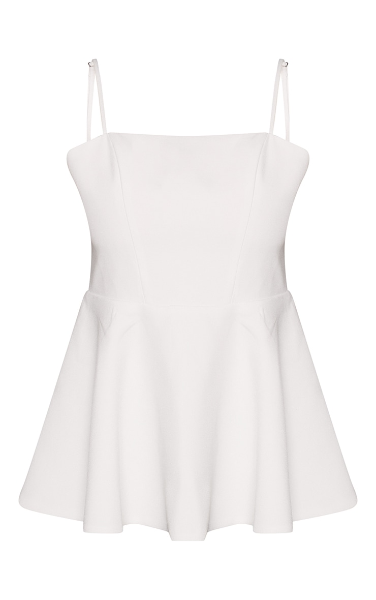 White Woven Structured Peplum Cami Top image 5