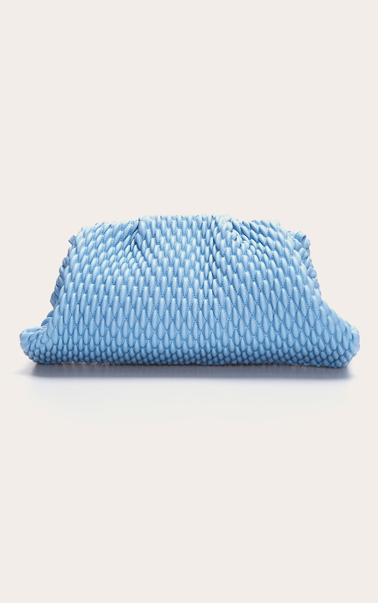 Powder Blue Soft PU Weave Clutch Bag image 4