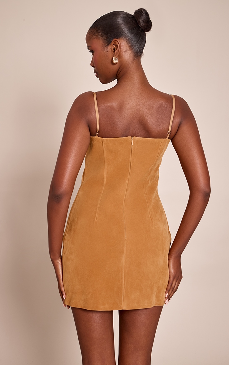 Mini robe moulante en suédine moutarde image 2