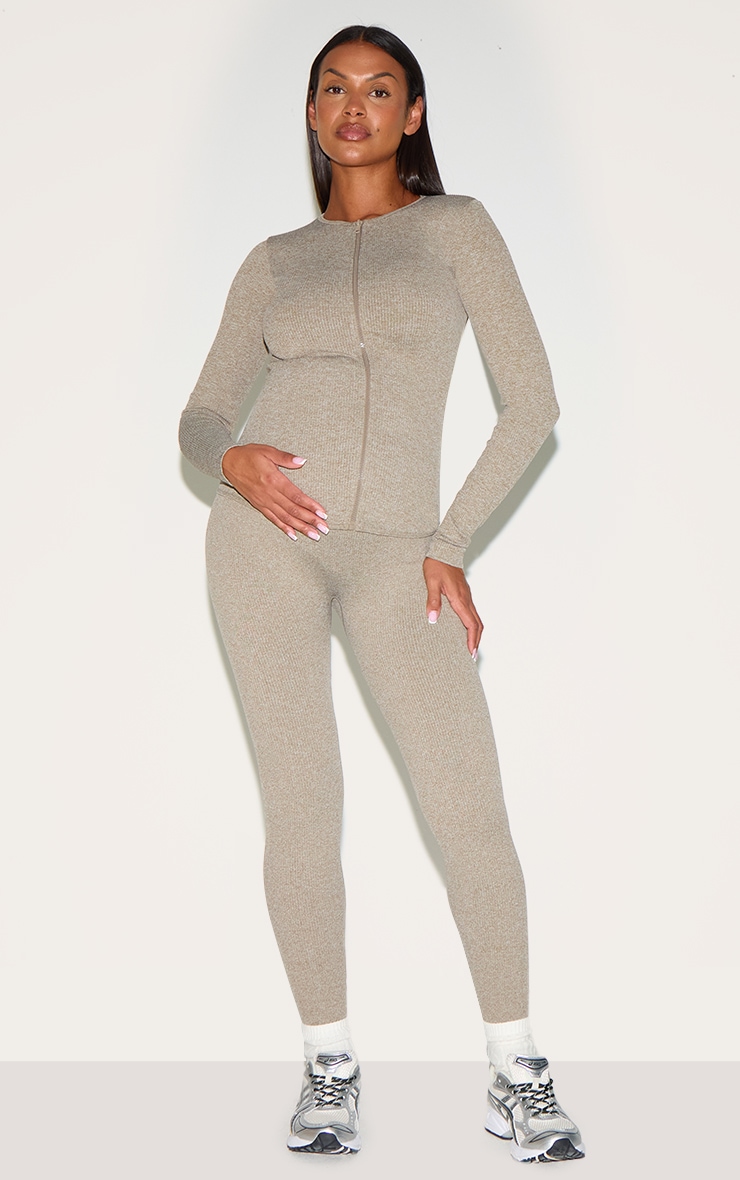 Maternity Olive Ribbed Leggings