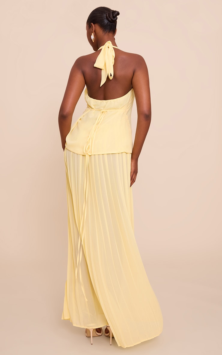 Lemon Overlay Pleated Skirt Maxi Dress image 2