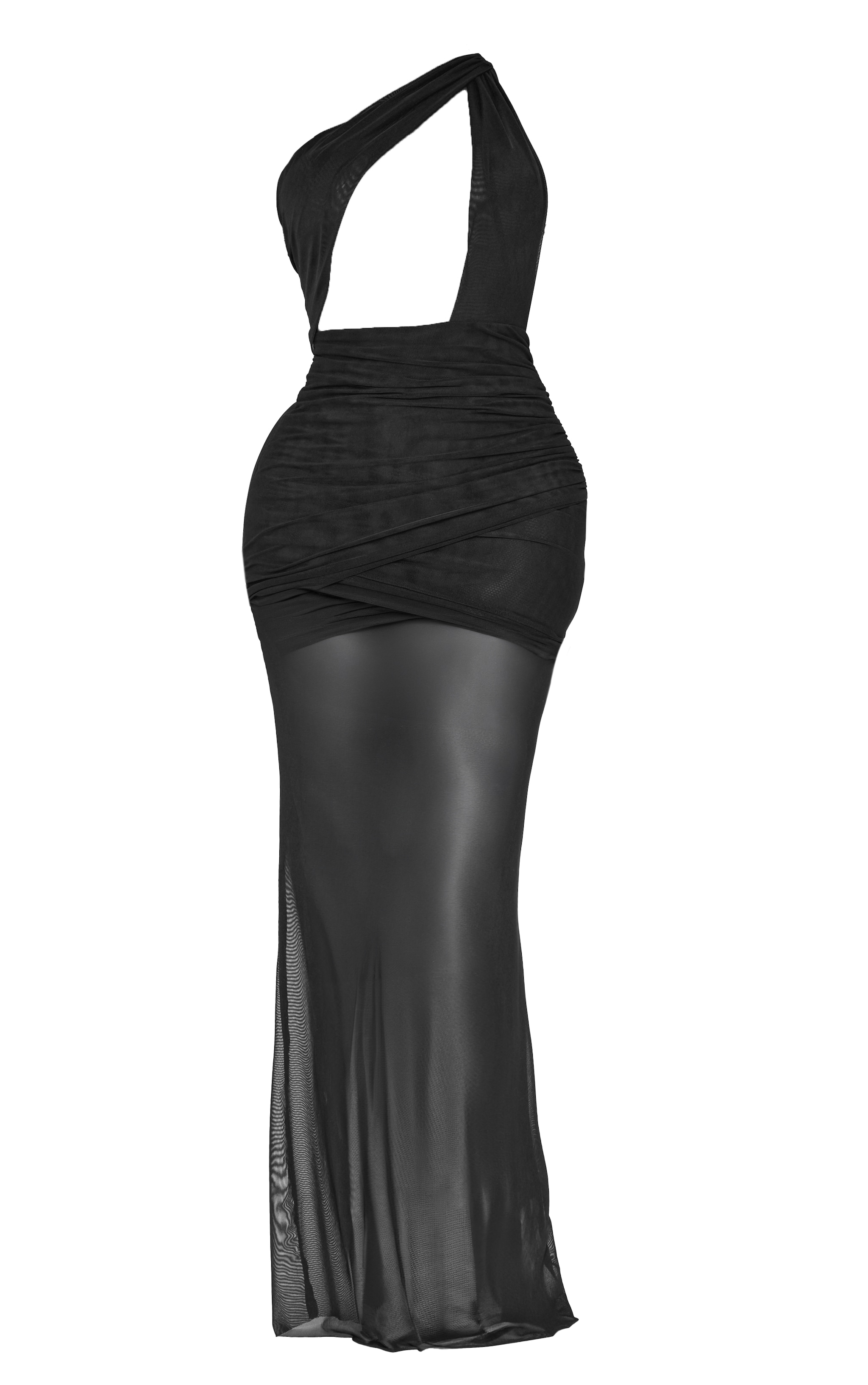 Shape Black Mesh Insert Asymmetric Cut Out Maxi Dress image 5