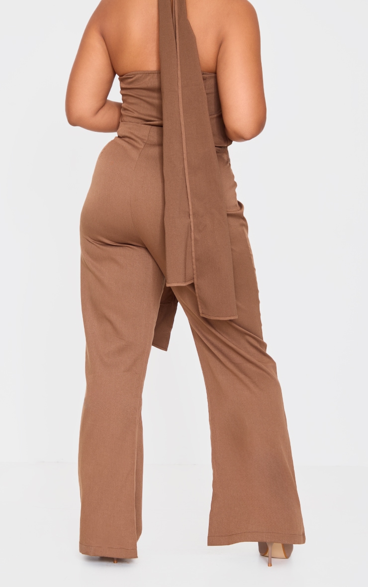 Plus Brown Belt Detail Wide Leg Pants image 3