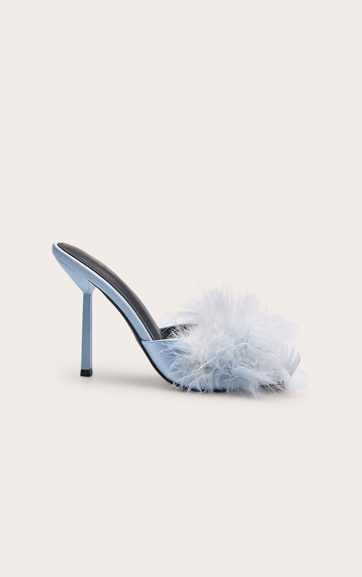 Baby Blue Feather Heeled Mule image 2