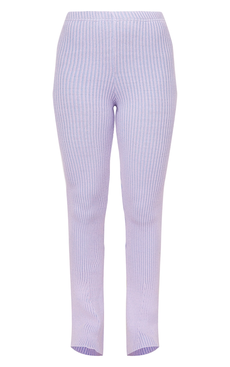 Lilac Two Tone Wide Leg Knit Pants image 5