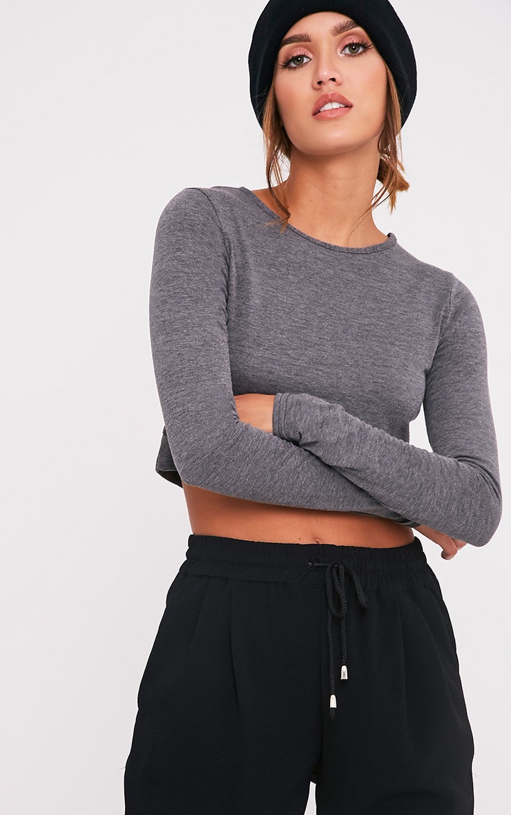 Basic Grey Open Cross Back Top Tops PrettylittleThing