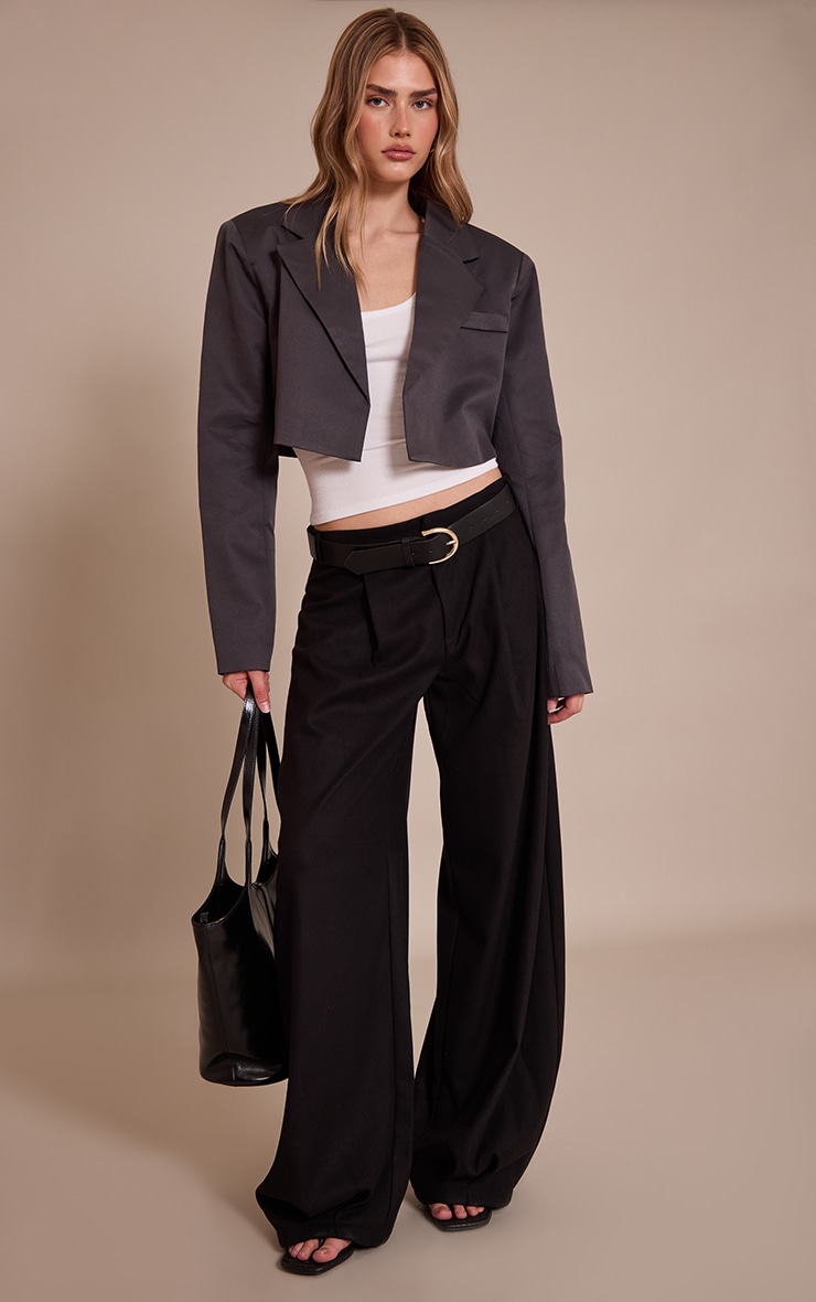 Charcoal Tailored Cropped Blazer image 3