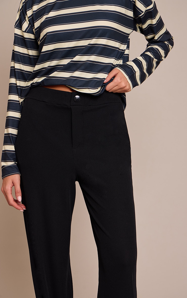 Black Boyfriend Style Wide Leg Pants image 4