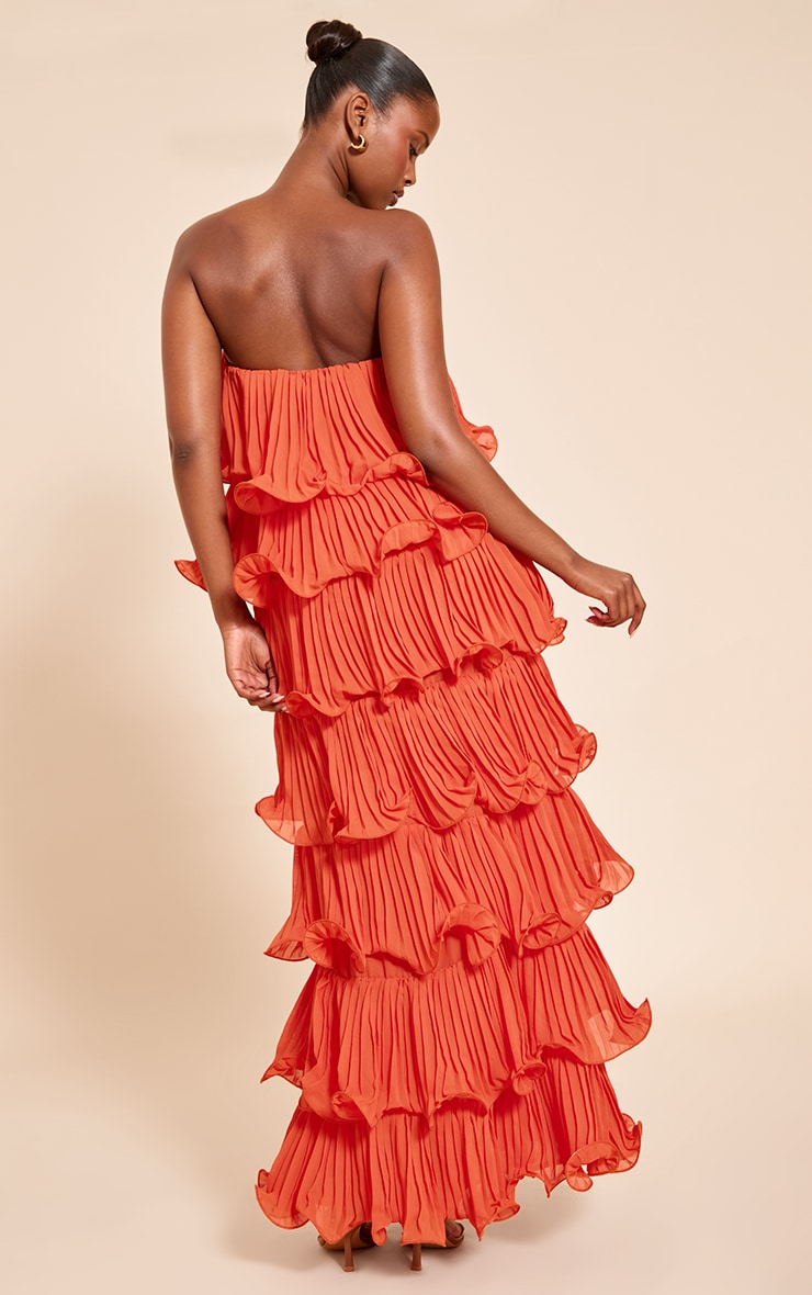 Orange Extreme Ruffle Tiered Maxi Dress image 2
