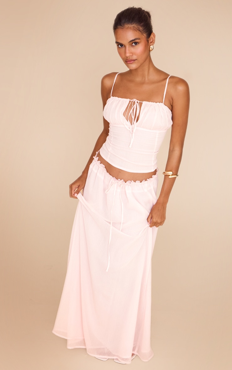 Pink Chiffon Floaty Maxi Skirt image 1