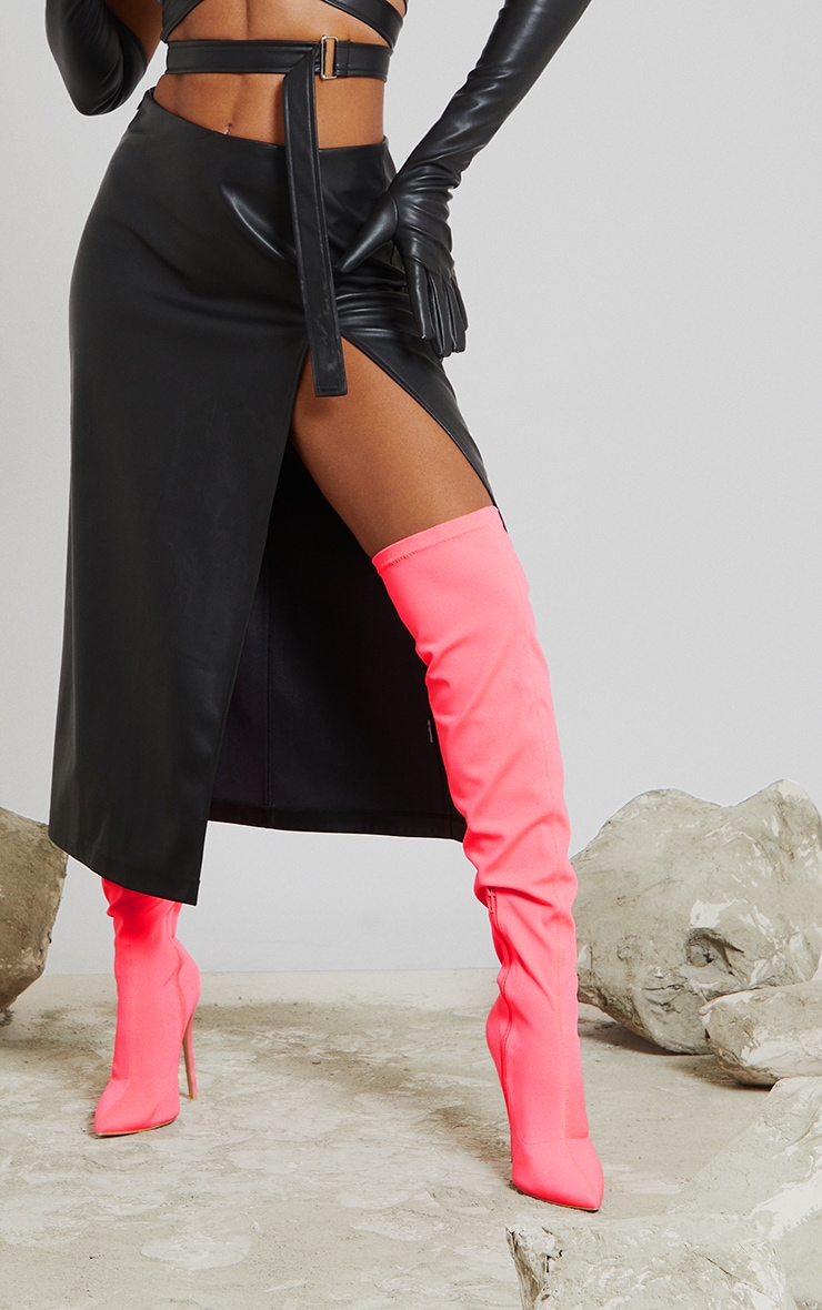 Black Faux Leather Split Hem Low Rise Midaxi Skirt PrettyLittleThing IL