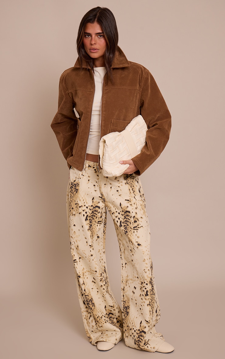 Snow Leopard Slouchy Wide Leg Jeans